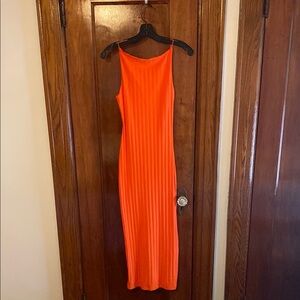 Elegant Orange Sleeveless Dress